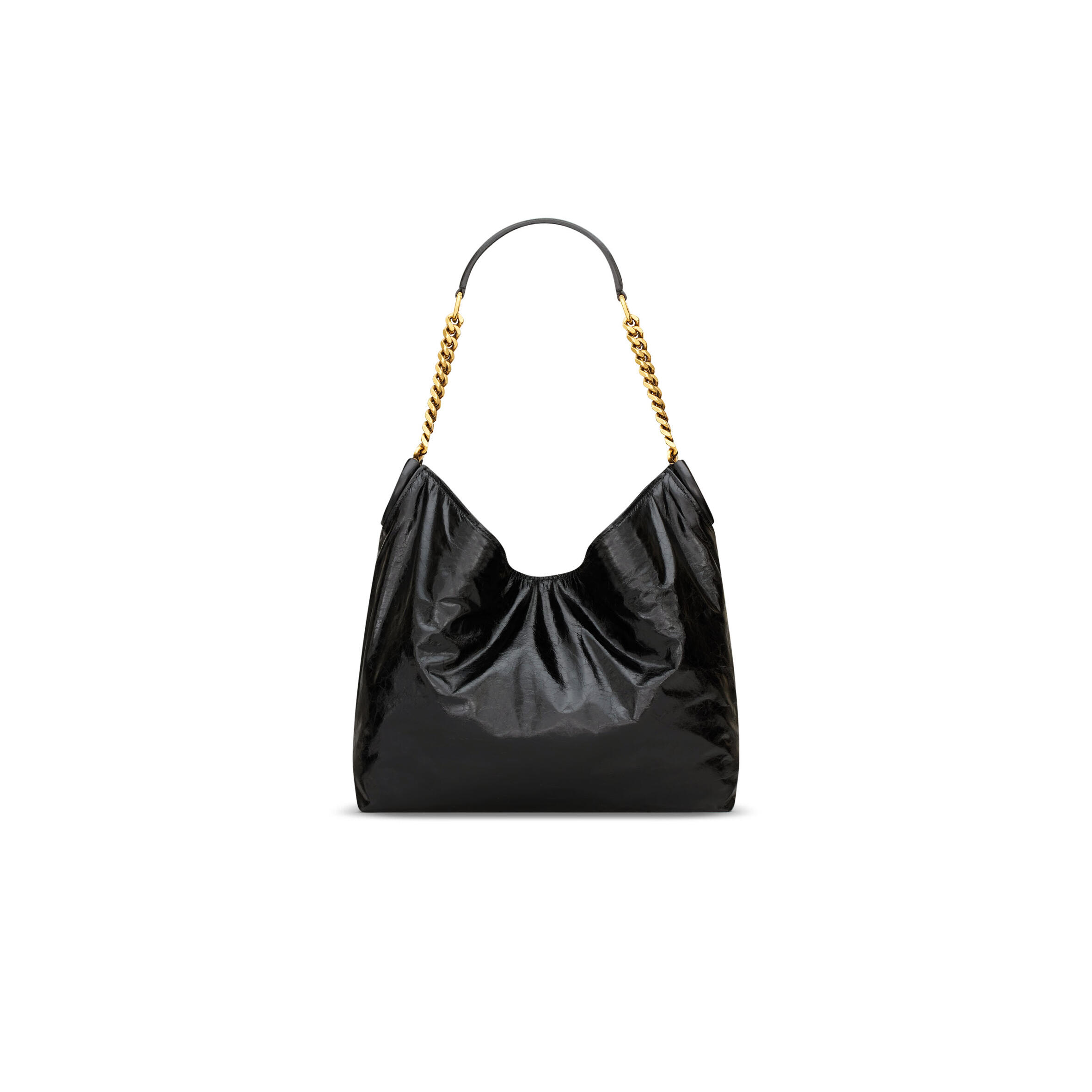 YSL HORTENSE SMALL HOBO IN SHINY LEATHER 871222AAGOL1000 (24.5*22.5*8.5cm)
